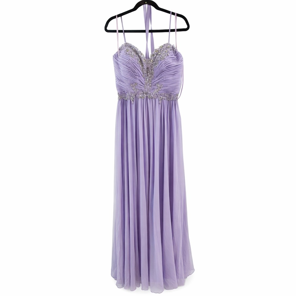 FIESTA Fashion Lavender Sequin Chiffon Formal Gown Spaghetti Strap L